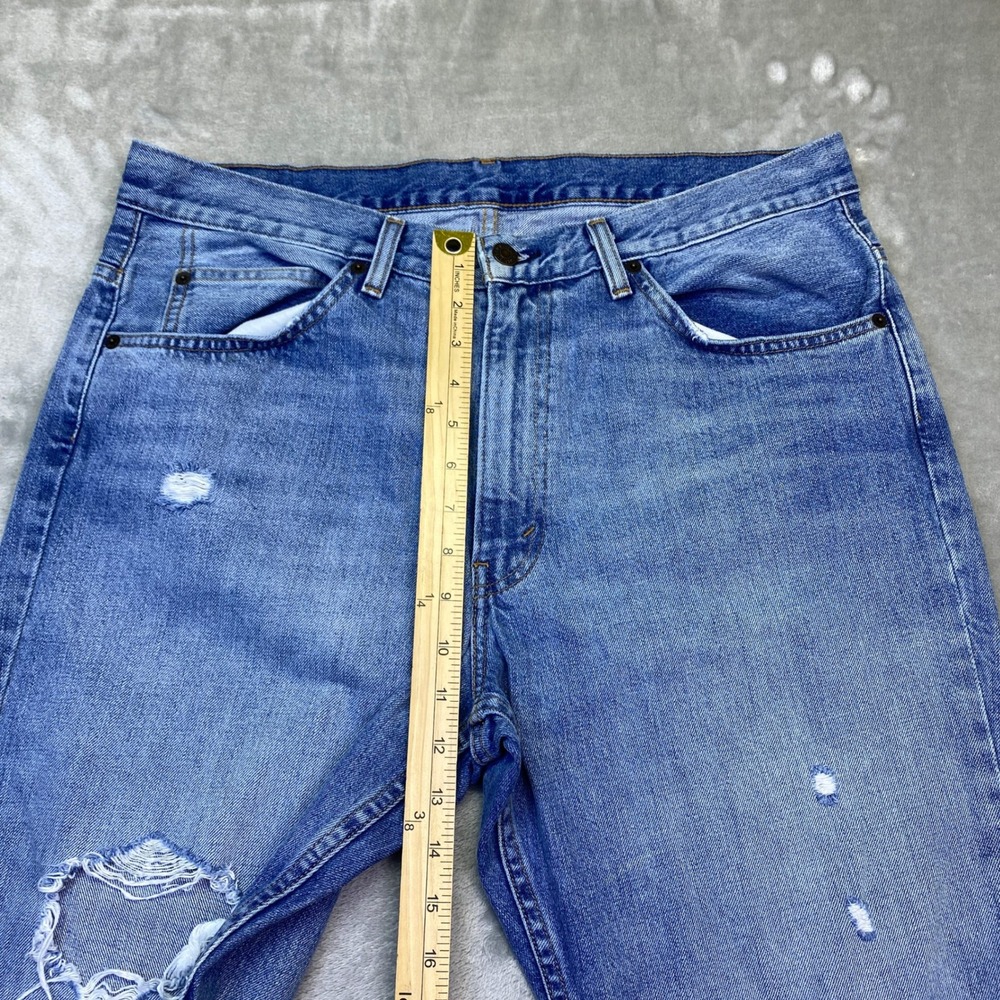 Levi's Orange Tab 517 Denim Bootcut Jeans Frayed Hem Blue Sz 33 Fits 34" - Picture 2 of 12